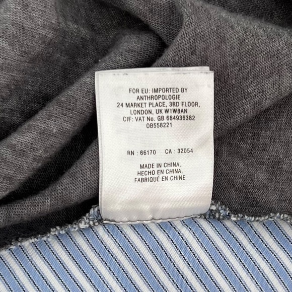 Deletta Womens Linen Blend Short Sleeve Top Size L Gray Blue Stripe Mixed Media - Picture 12 of 15